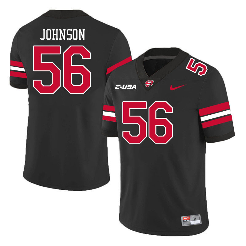 Western Kentucky Hilltoppers #56 Leavy Johnson College Football Jerseys Stitched Sale-Black